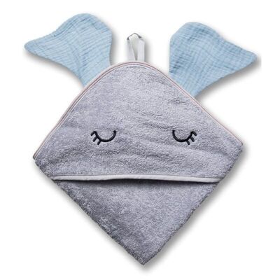 Drap de bain à capuche ELEPHANT Bleu Bébé