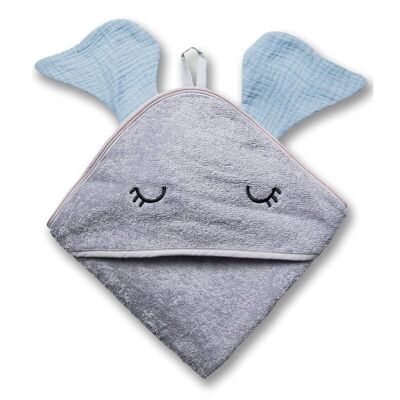 Hooded bath towel ELEPHANT Baby Blue