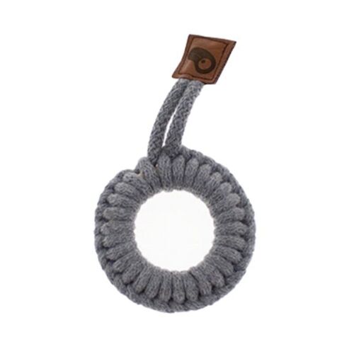 Ring Teether wood and cotton Gray