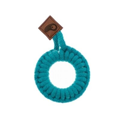 Ring Teether wood and cotton Dark Teal