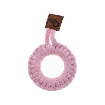 Ring Teether wood and cotton Baby Pink Light