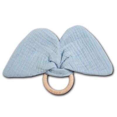 A teether with a rustling rattle made of organic BIO cotton Elephant Baby Blue