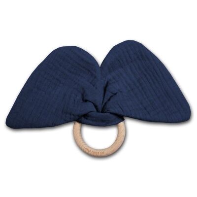 A teether with a rustling rattle made of organic BIO cotton Elephant Navy