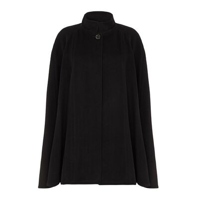 Cape Femme Laine d'Agneau et Cachemire Mixte, Noir