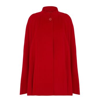 Cape Femme Laine d'Agneau et Cachemire Mixte, Rouge 1