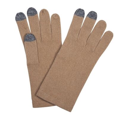 Guantes para pantalla táctil 100 % cachemir para mujer, Camel