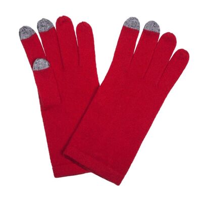 Gants tactiles 100 % cachemire pour femme, rouge