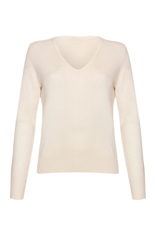 Women's 100% Cashmere V Neck Jumper or Sweater, White