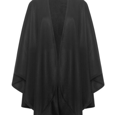 Cape tissée 100 % cachemire pour femme, noire