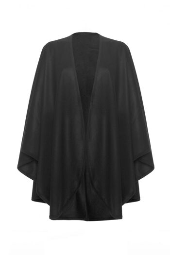 Cape tissée 100 % cachemire pour femme, noire