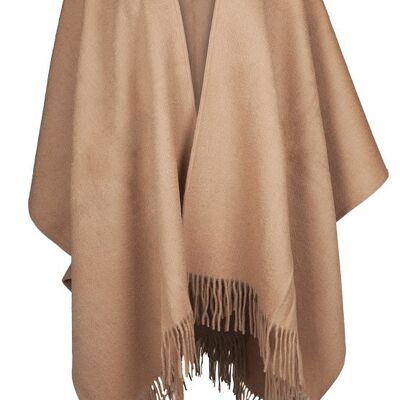 Women's 100% Lambswool Ruana Cape, Camel