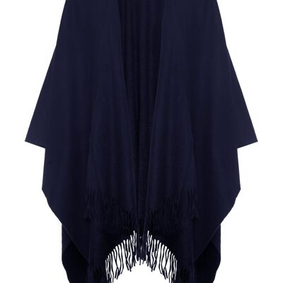 Women's 100% Lambswool Ruana Cape, Navy