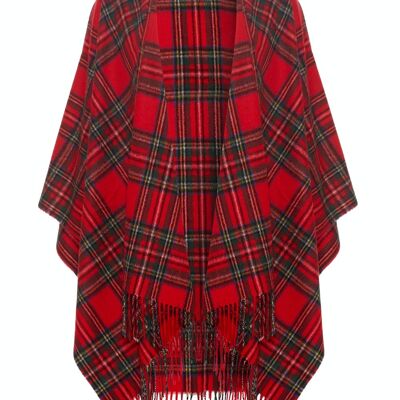 Women's 100% Lambswool Ruana Cape, Royal Stewart