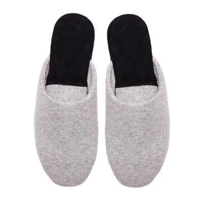 Pantuflas cálidas de invierno 100 % pura cachemira para mujer, gris