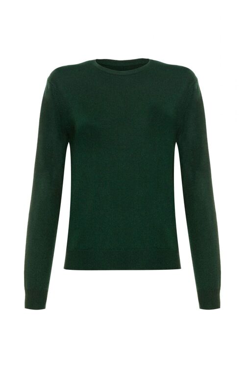 Women's 100% Cashmere Crew Neck Jumper or Sweater, Green