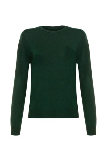 Pull ou pull à col rond 100 % cachemire pour femme, vert