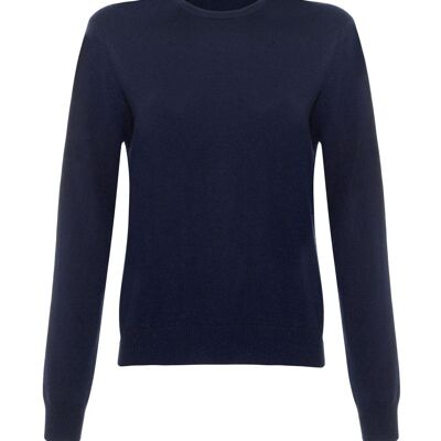 Pull ou pull à col rond 100 % cachemire pour femme, bleu marine