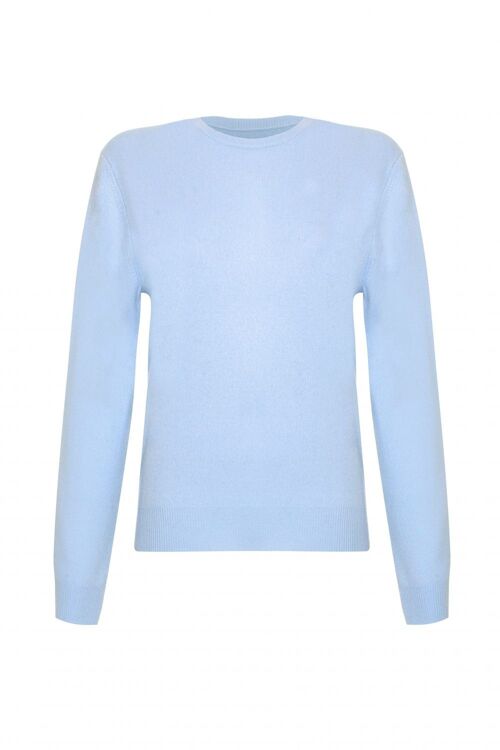 Women's 100% Cashmere Crew Neck Jumper or Sweater, Baby Blue