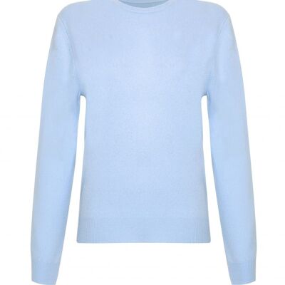 Pull ou pull à col rond 100 % cachemire pour femme, bleu bébé