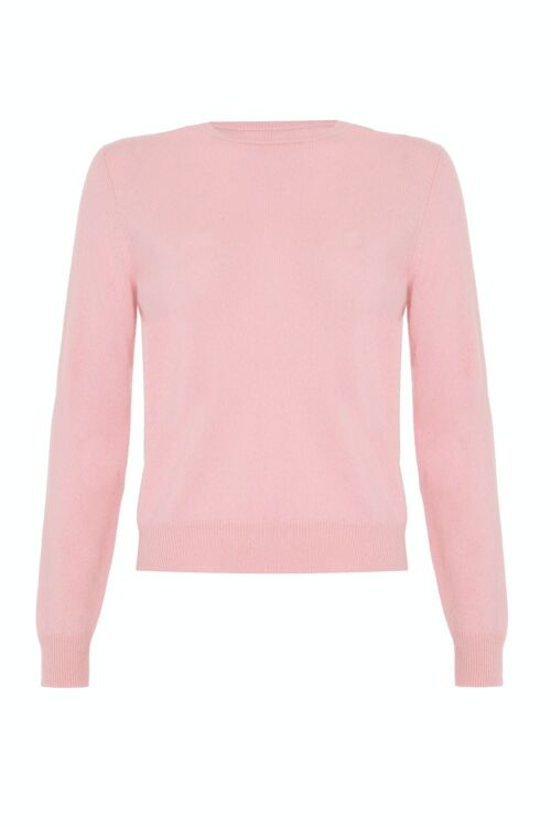 Women's 100% Cashmere Crew Neck Jumper or Sweater, Baby Pink