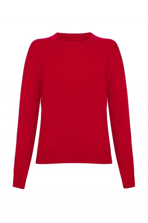 Women's 100% Cashmere Crew Neck Jumper or Sweater, Red
