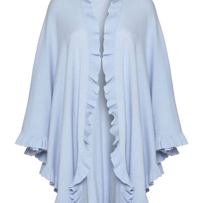 Women's 100% Cashmere Frilly Cape, Baby Blue