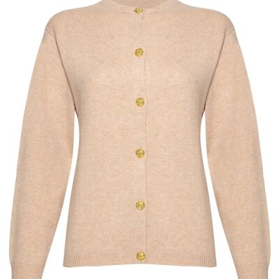 Women's 100% Cashmere Golfer Cardigan, Beige