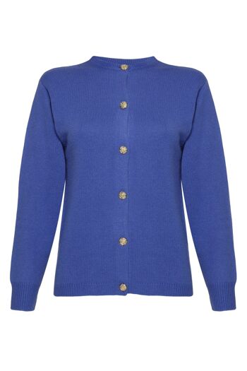 Cardigan Golfeur Femme 100% Cachemire, Bleuet