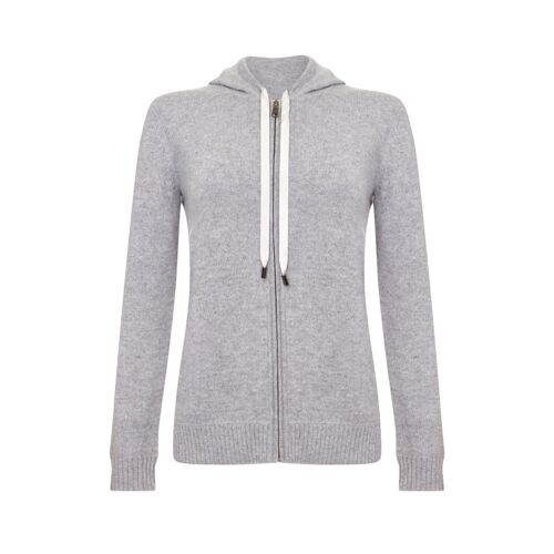 Women's 100% Cashmere Hooded Cardigan, Grey