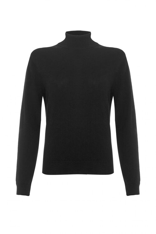 Women's 100% Cashmere Polo Neck Jumper or Sweater, Black