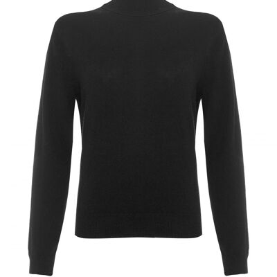 Damen-Pullover oder Pullover aus 100 % Kaschmir mit Rollkragen, Schwarz