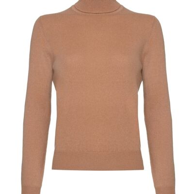 Women's 100% Cashmere Polo Neck Jumper or Sweater, Camel