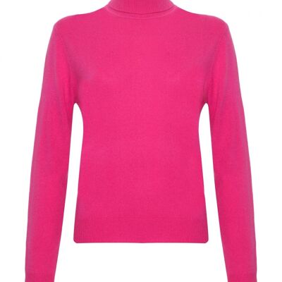 Women's 100% Cashmere Polo Neck Jumper or Sweater, Cerise