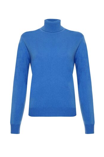 Pull ou Pull Femme 100% Cachemire Col Polo, Bleuet