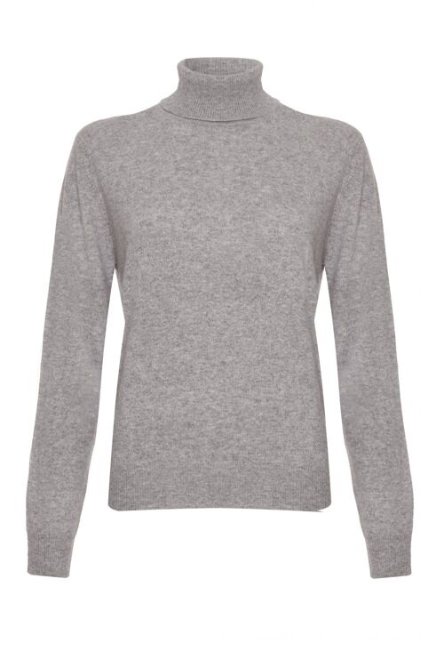 Women's 100% Cashmere Polo Neck Jumper or Sweater, Grey