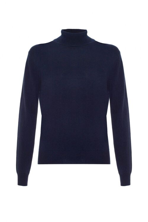 Women's 100% Cashmere Polo Neck Jumper or Sweater, Navy
