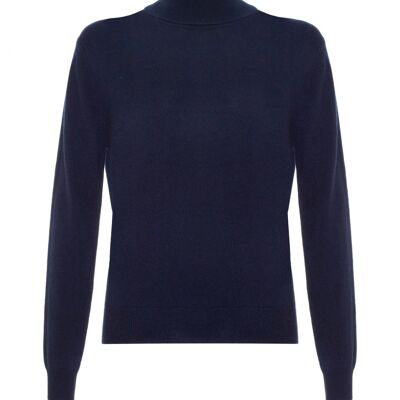 Pull ou pull col roulé femme 100% cachemire, bleu marine