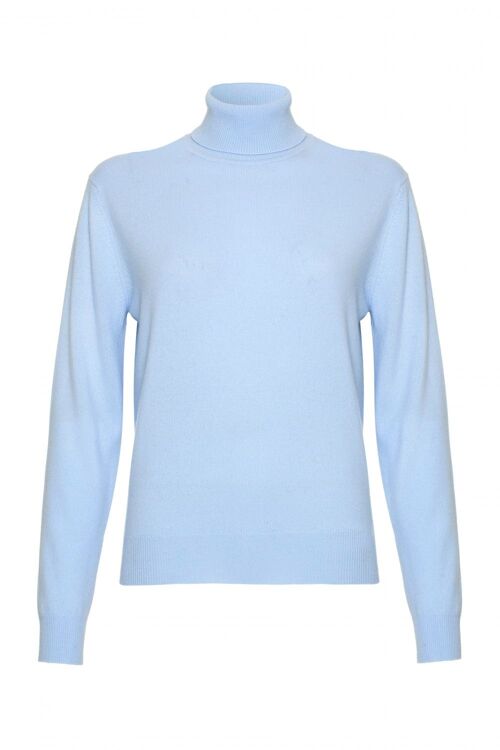Women's 100% Cashmere Polo Neck Jumper or Sweater, Baby Blue