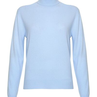 Pullover oder Pullover aus 100 % Kaschmir mit Rollkragen für Damen, Babyblau