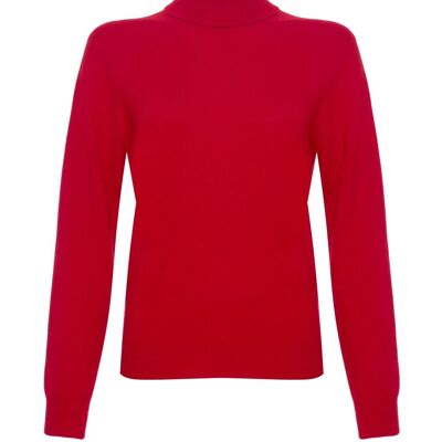 Jersey o suéter 100 % cachemir con cuello de polo para mujer, rojo