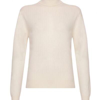 Damen-Pullover oder Pullover aus 100 % Kaschmir mit Rollkragen, weiß