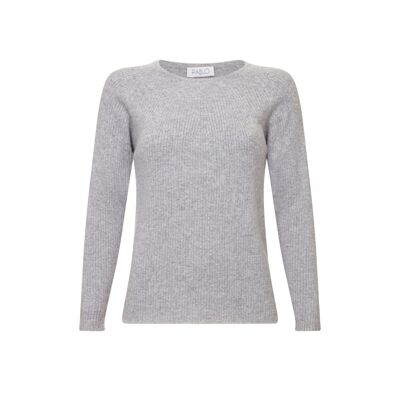 Jersey o suéter 100% cachemir acanalado para mujer, gris