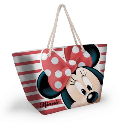Disney Minnie Mouse Stripes-Bolsa de Playa Soleil, Rojo