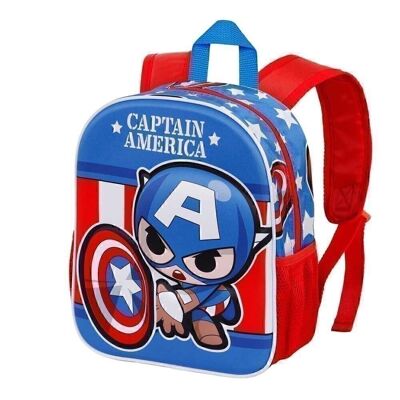 Marvel Capitán América Let's go-Mochila 3D Pequeña, Azul
