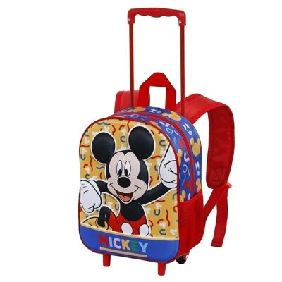 Disney Mickey Mouse Oh Boy-3D Backpack with Small Wheels, Red