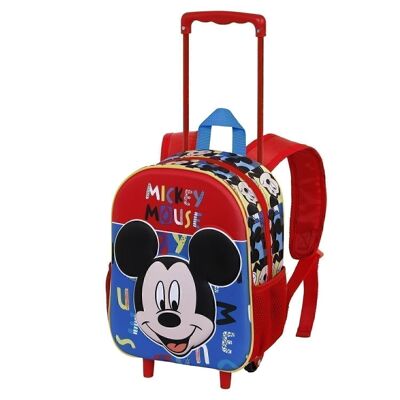 Disney Mickey Mouse Joyful-3D Rucksack mit kleinen Rädern, Blau