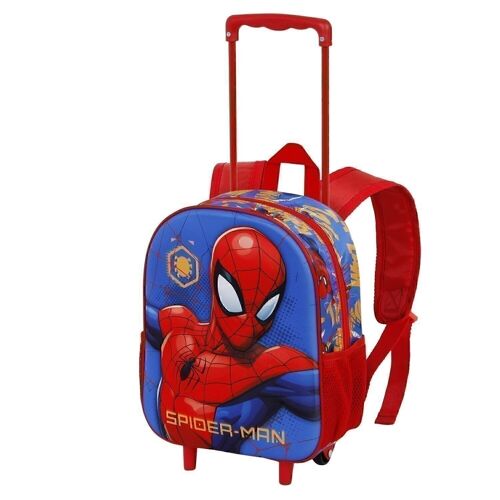 Marvel Spiderman Leader-Mochila 3D con Ruedas Pequeña, Azul