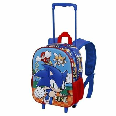 Sega-Sonic Team-3D Backpack with Wheels Small, Blue
