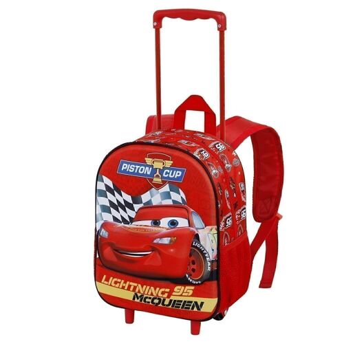 Disney Cars 3 Piston-Mochila 3D con Ruedas Pequeña, Rojo