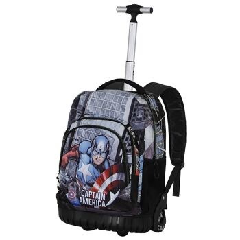 Marvel Captain America Defender-GTS FAN Sac à dos à roulettes Noir 1